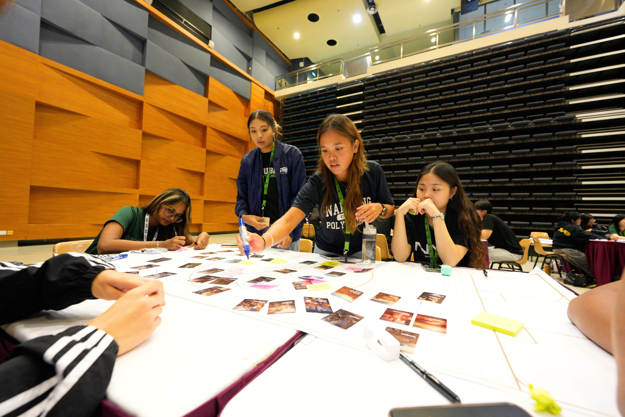 Student delegates discuss and organise activity cards as part of the Guardians of Gaia sub-theme at Polytechnic Forum 2026.